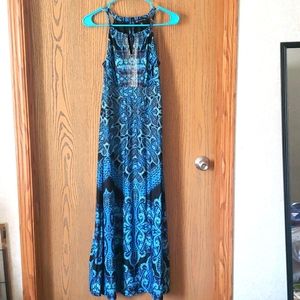 INC blue/black petite maxi dress